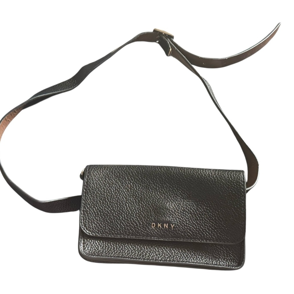 DKNY Pebbled Black Leather Shoulder Bag